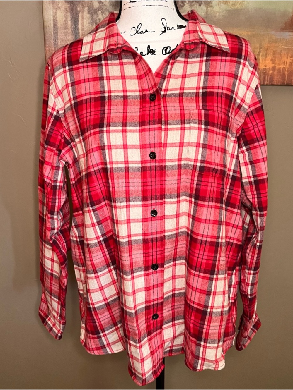 L.L. Bean Red Plaid Flannel Button-Up Shirt